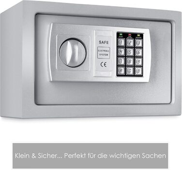 Електронний сейф KESSER 31x20x20 см, LED-дисплей, подвійний ригель, настінний та меблевий, кодовий замок, сріблястий, з підсвіткою та монтажним комплектом
