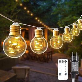 Світлодіодна гірлянда StarryEver G45, 6 м, 20 ламп, тепле біле світло, IP65, на батарейках і USB, з димером і пультом, для вулиці та дому, для саду, вечірки, кафе
