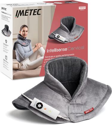 Грелка для шиї та плечей Imetec Intellisense: 5 температур, електрозахист, швидко гріє, пральна машина, 47x52 см