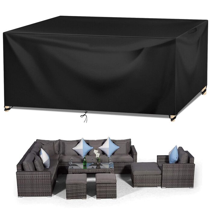 Чохол для садових меблів Wanocean 250x250x90 см, водонепроникний, Oxford 420D, анти-UV, захист від розривів, для палетних меблів
