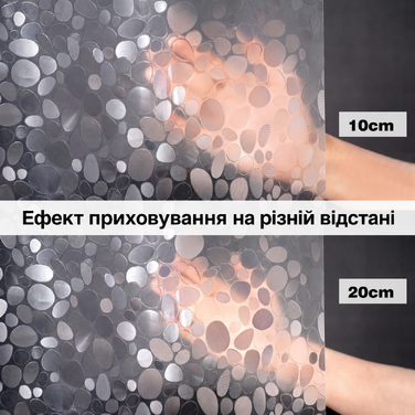 Душова завіса EurCross 180x210 см, EVA, водонепроникна, з магнітною обважнювачем, антибактеріальна, антипліснява, прозора, з 12 кільцями, 3D кам'яний візерунок, для ванної кімнати