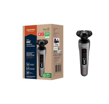 Електробритва Grundig ProClub MS 8130 для чоловіків, сенсор BeardCare, титанові леза, вологе та сухе гоління, корпус з 61% переробленого пластику, чорний/червоний/титан