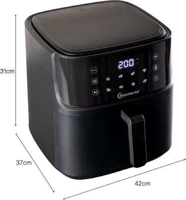 Аерофритюрниця з подвійною камерою Sommertal HF DUAL 900, 9 л, 2850 Вт, з функцією сушіння, сенсорним дисплеєм та 6 програмами, BPA-free