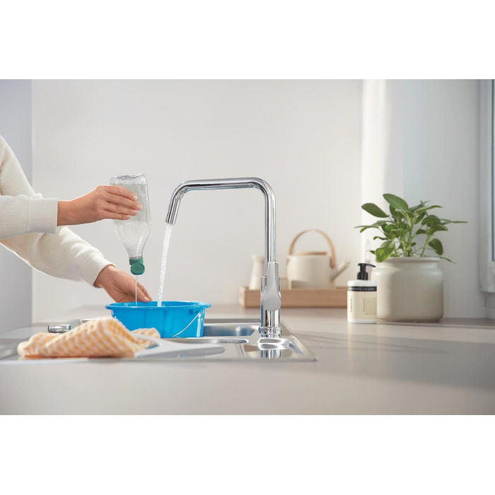Змішувач кухонний GROHE Start з висувним душем, чорний, 306312430 - економія води, поворот 360°, легкий монтаж