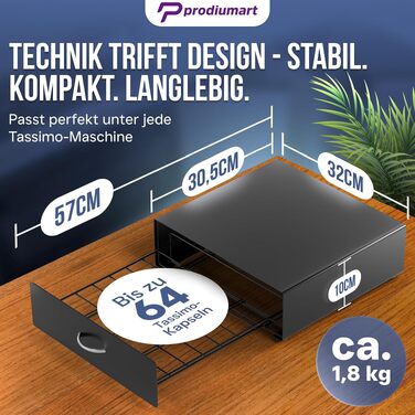 Тримач для капсул Tassimo на 64 кавових капсул, елегантний диспенсер-підставка для кавомашини Tassimo, чорний
