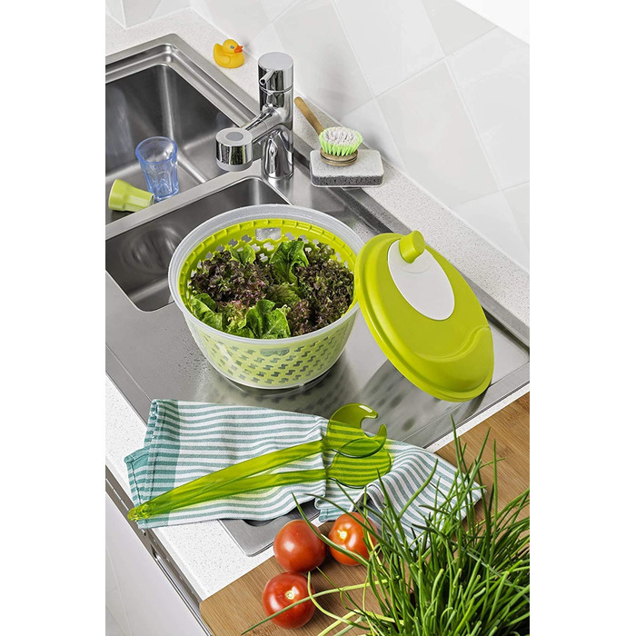 Сушарка для салату Rotho Fresh, пластикова, BPA-free, зелена/прозора, 4,5 л