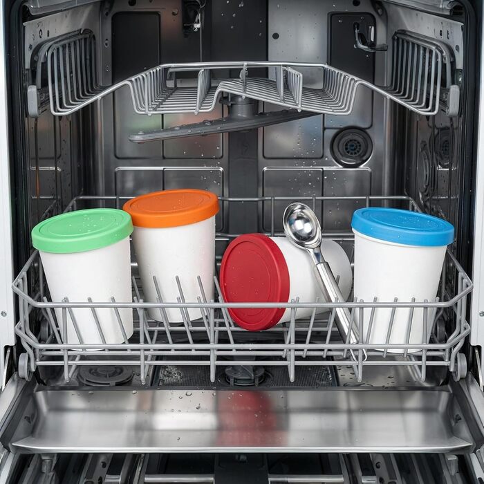 Контейнери для морозива Peohud, 4 шт, 1 л, з силіконовою кришкою, BPA-free, для дому та морозильної камери