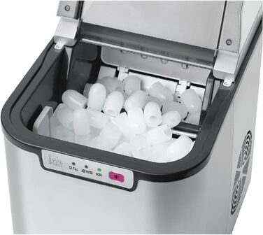 Льодогенератор Clatronic EWB 3785 Inox: Швидке виробництво льоду (10 хв), самоочищення, 12 кг/24 год, резервуар 1.5 л