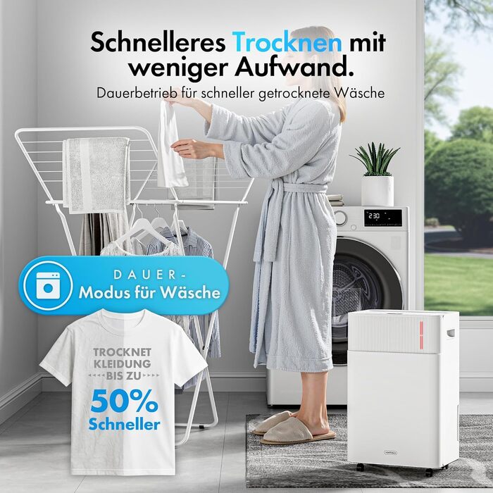 Електричний осушувач повітря VonHaus 12L/24h - для підвалу, кімнат до 125м³/20м², з таймером та функцією сну, проти вологи та плісняви