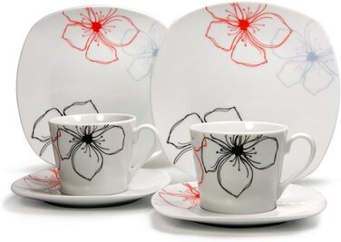 Кавовий сервіз CreaTable TROPICAL FLOWERS, 18 предметів, порцеляна
