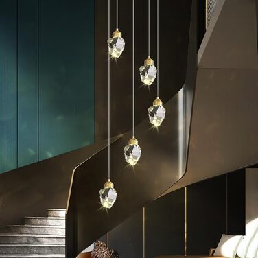 Сучасна кришталева підвісна люстра з 3-кольоровим LED, регульована по висоті, золота підвісна лампа для кухні, спальні, вітальні, їдальні (3-лампова кругла основа)