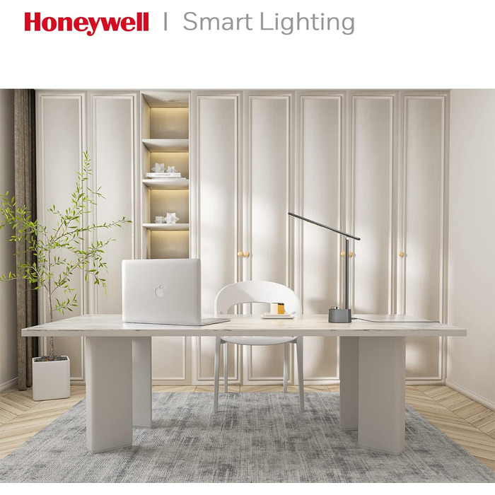 Світлодіодна настільна лампа Honeywell HWT-H01 з USB, диммована, захист очей, портативна, біла, для читання та роботи