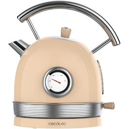 Електрочайник Cecotec ThermoSense 420 Light Beige, 1,8 л, 2200 Вт, з індикатором температури, 360° база, нержавіюча сталь, вінтажний стиль, бежевий