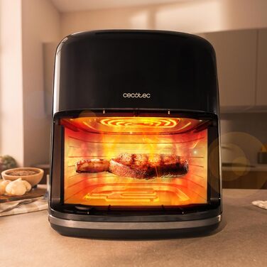 Аерофритюрниця-гриль Cecotec Cecofry Grill Smokin'Prime 4000, 4 л, 1900 Вт, з функцією копчення, гриль-панеллю та рухомою перегородкою, чорна