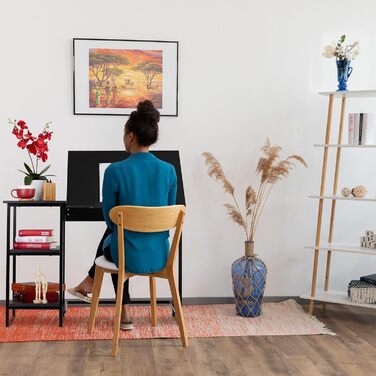 Письмовий стіл Relaxdays з нахилом, 3 полиці, регульований кут, комп'ютерний стіл 75x110x55 см, чорний