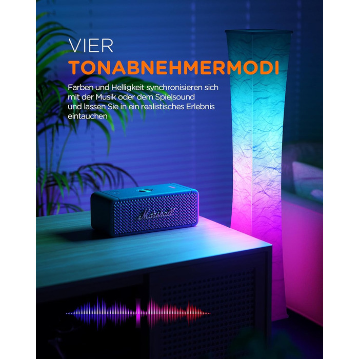 Торшер tomons для вітальні, диміруємий RGB LED з пультом та музичною синхронізацією, лампа для читання з білим текстильним абажуром для спальні та дитячої кімнати