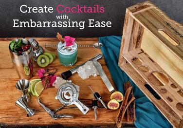 Набір для приготування коктейлів Mixology & Craft Cocktail Shaker Set 11-tlg. з нержавіючої сталі з барним аксесуаром - сріблястий, коричневий, дерево