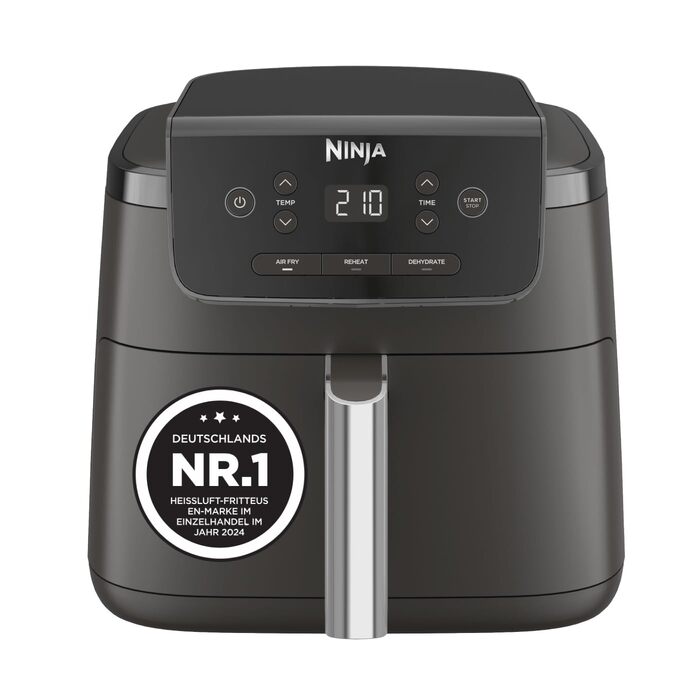 Аерофритюрниця Ninja AF170EU 6,2 л з антипригарним покриттям, цифрова багатофункціональна фритюрниця без олії (смаження, сушіння, розігрів), чорна