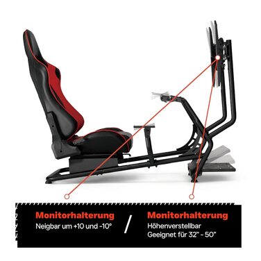 Симулятор гоночного крісла Rennsitz Cockpit — повністю регульований з тримачем для монітора