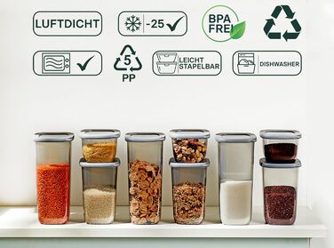 Uandu герметичні контейнери для зберігання продуктів, набір 12 шт, BPA Free, органайзер для кухні, контейнери для сипучих і сухих продуктів
