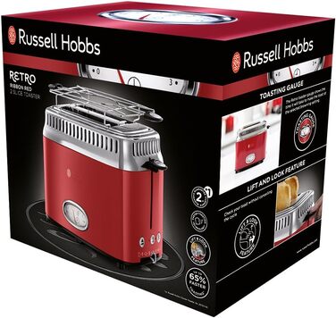 Тостер Russell Hobbs + Електричний чайник Russell Hobbs Retro червоний, клас енергоефективності A