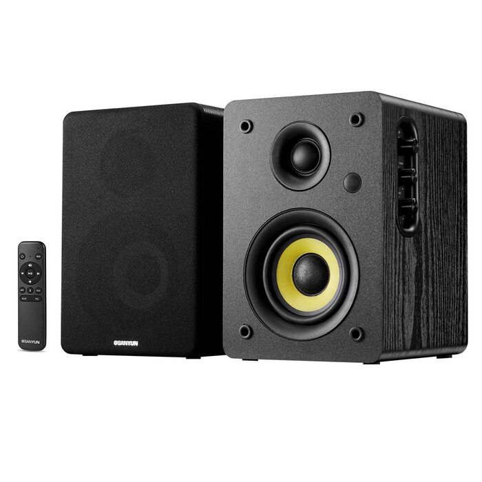 Sanyun SW206: 4-дюймові Hi-Fi колонки з підсилювачем 80W, Bluetooth 5.4, USB DAC, для програвачів, TV, PC. Білий колір