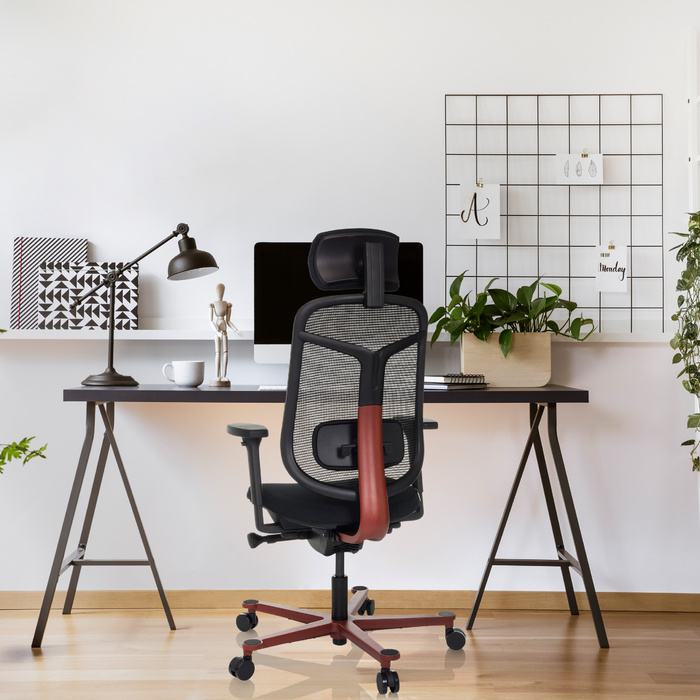 Офісне крісло / крісло керівника BICOLORE HIGH сітка / чорна тканина / червона рама hjh OFFICE
