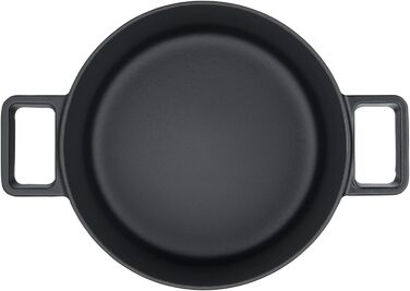 Жаровня WMF Flavour 24 см з чавуну, емальована, для індукції, чорна, з кришкою з конденсаційними виступами, сучасний дизайн