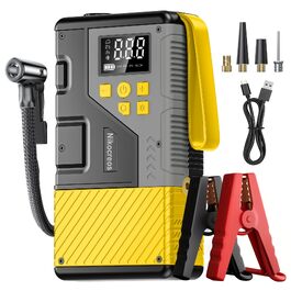 Пусковий пристрій Powerbank Jump Starter з компресором для шин 3000A, 150 PSI, LCD-дисплеєм та LED-ліхтарем (Жовтий)