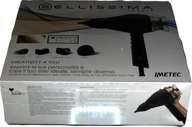 Фен Bellissima Creativity 4 You професійний, з іонізацією, 1800 Вт, 4 насадки, дифузор, розумний контроль температури, 2 швидкості, 3 режими нагріву, б'юті-сумка