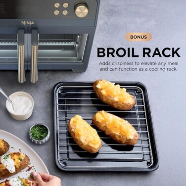 Мультипіч Ninja French Door Premier Air Fry Oven 10-в-1, 20.3 л, з аксесуарами (кошик 5 л, деко, решітки), FO101BK, Cyberspace