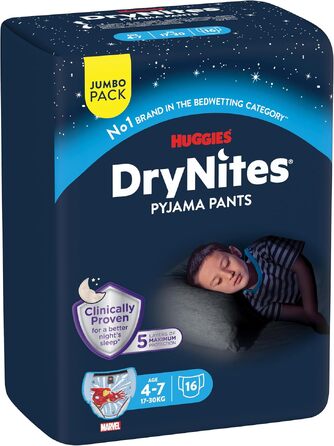 Нічні підгузки-трусики DryNites для хлопчиків 4-7 років, 64 шт, Pyjama Pants