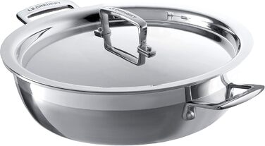 Сковорода Le Creuset з кришкою, 30 см, нержавіюча сталь, для всіх типів плит (індукція, духовка), срібна