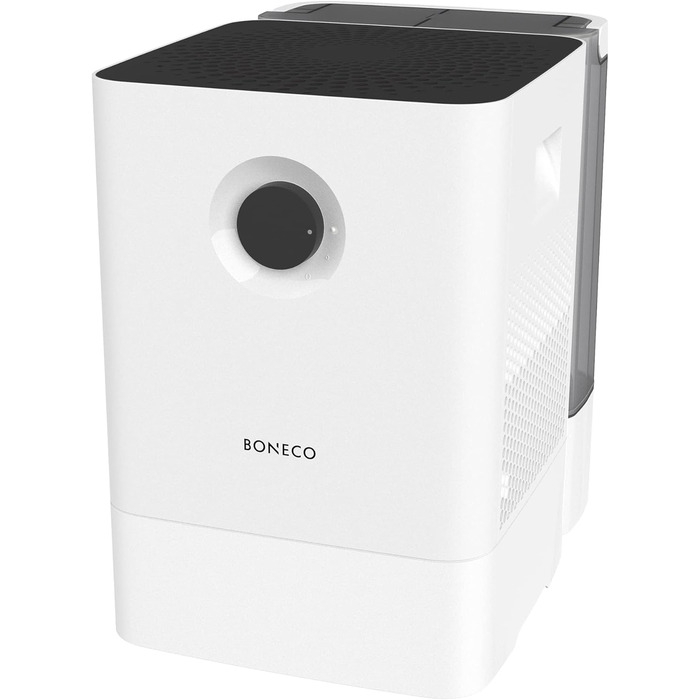 Зволожувач повітря BONECO W300 знімний бак 12 л, для кімнат до 50 м², дуже тихий 27 дБ, 2 режими, авто-вимкнення, мийка повітря, білий