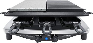 Мультигриль 3в1 Steba RC 4 plus deluxe: раклет, гриль та гарячий камінь, 1.5 кВт, нержавіюча сталь/чорний