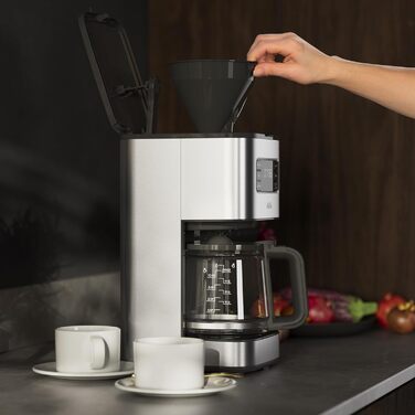 Кавоварка AEG CM5-1-6ST Deli 5, 1,5 л, нержавійка, програмований таймер, підтримка тепла, захист, індикатор рівня води, антикрапельна функція