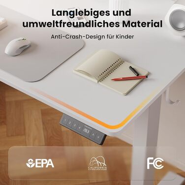 Регульований стіл WALKINGDESK для дому та офісу: електричний, з пам'яттю, 140x60 см, білий