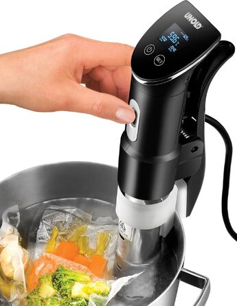 Unold 58915 Sous Vide Stick Time – Погружний су-від для приготування їжі, 1300 Вт, нержавіюча сталь, для каструль від 18 см, точність 0.2°C, до 95°C, 20л