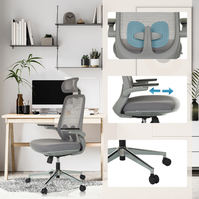 Офісне крісло / обертове крісло GAREMA тканина сірий hjh OFFICE