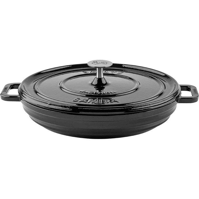 Чавунний казан Sallys 'Samira' Deluxe, 2,2 л, для всіх плит і духовки, до 250°C, чорний Fury Black Majolika, преміум-якість