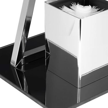 WC гарнітура Relaxdays GLASS 77x25x25 см, тримач для туалетного паперу та щітка, скло і метал, стійка, сріблясто-чорна, для ванної кімнати
