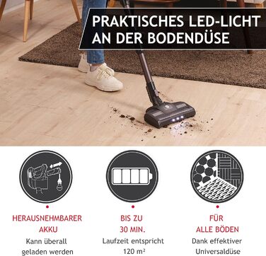 Бездротовий пилосос Hoover HF103X Flex без мішка, з гнучким з'єднанням, XL контейнер для пилу, до 120 м², насадка-щіточка та паркувальна функція