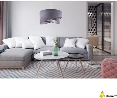 Підвісний світильник Light-Home Milan з абажуром з велюру, індустріальний стиль, темно-сірий і срібний, для вітальні, спальні та їдальні