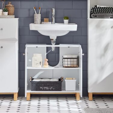 SoBuy BZR92-W Тумба під умивальник для ванної кімнати, біла, 60x60x30 см