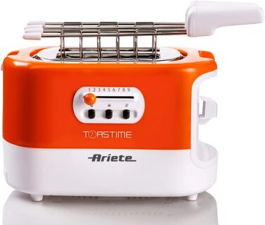 Тостер Ariete 159 Toasttime, 2 скибки, 700 Вт, 9 режимів, біло-оранжевий