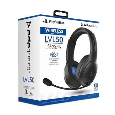 Ігрові бездротові навушники PDP Gaming LVL50 з мікрофоном для PS5, PS4, PC та ноутбука — шумозаглушення, підсилення басів, накладні (Over-Ear), чорні