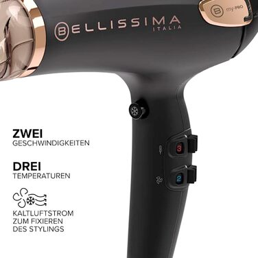 Фен Bellissima My Pro Ceramic P5 3800 з іонною та керамічною технологією, 2300 Вт, для м'якого і блискучого волосся, з дифузором та ультра вузьким концентратором