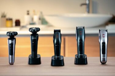 Електробритва Grundig ProClub MS 8130 для чоловіків, сенсор BeardCare, титанові леза, вологе та сухе гоління, корпус з 61% переробленого пластику, чорний/червоний/титан