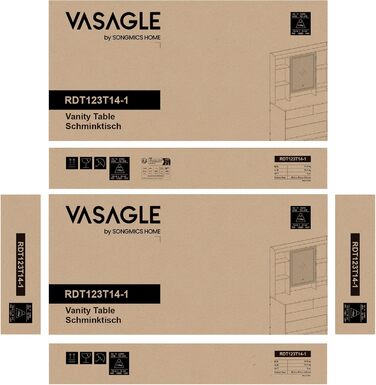 Туалетний столик VASAGLE з LED підсвіткою, 3 кольори та регульована яскравість, дзеркало, полиці, 2 шухляди, білий, сучасний дизайн