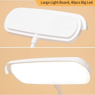Світлодіодна настільна лампа 40 LED, бездротова, акумуляторна, диммована, нічник для дітей, сенсорне керування, 3 кольори, 10 рівнів яскравості, 2 акумулятори 3000 мА·год, біла
